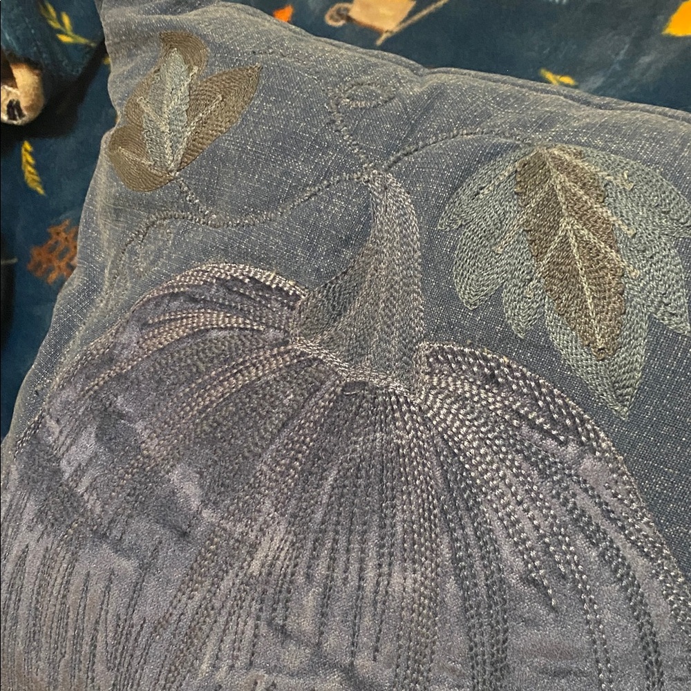 EUC HEARTH & HAND Denim Fall Velvety Pumpkin VTG Wash Decorative Pillow - Picture 3 of 7